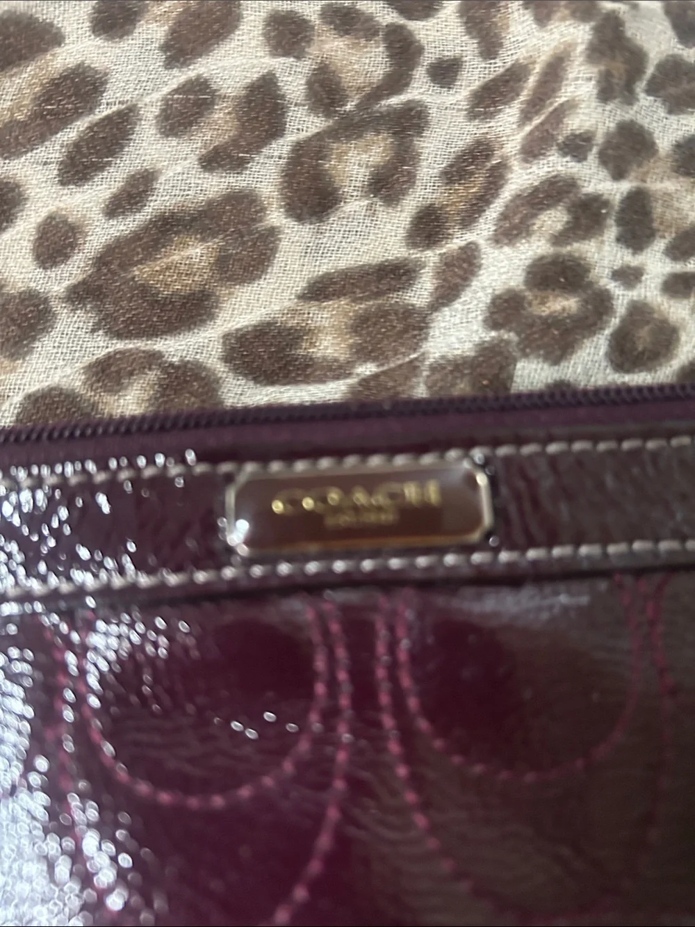 Coach Patent Leather Wristlet - Deep Plum